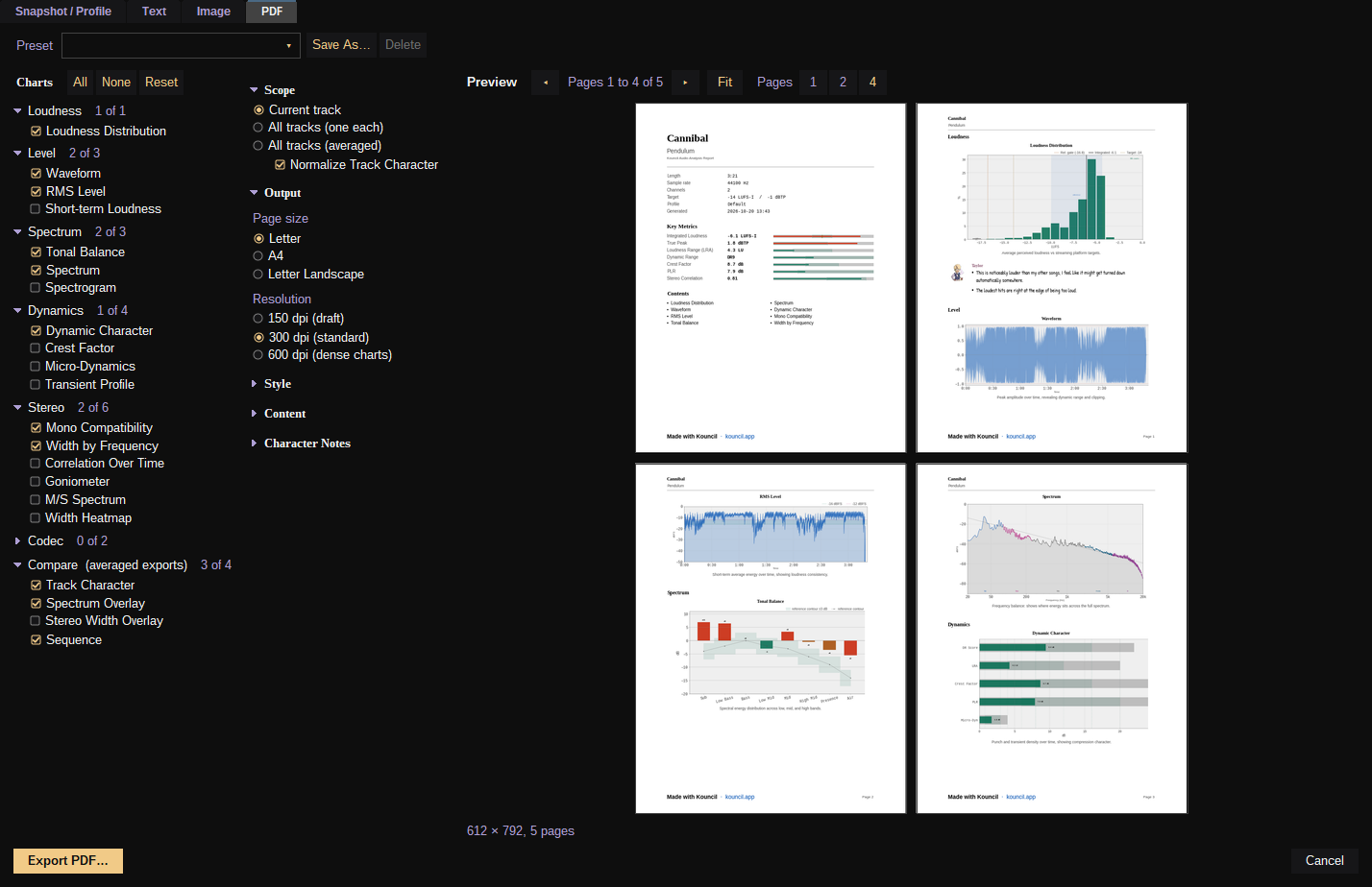 Export: PDF