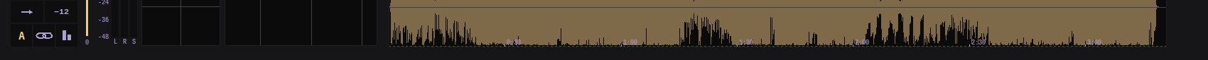 The playback strip: transport, fader, meter, live pictures, waveform
